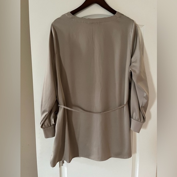 Alfani Rich Champagne Button Down Elegant Blouse with Tie Women’s 2X - Picture 3 of 15